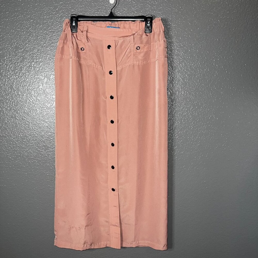 Derek Lam for Design Nation Women’s Pink Button Front Midi Skirt Size M L33 W15